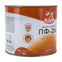 Эмаль для пола OLECOLOR ПФ-266 красно-коричневый, 1.9 кг 4300000273