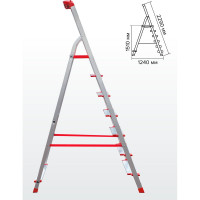 Профессиональная стремянка Новая Высота NV3118, 1x7 ступеней 130 мм, органайзер, Max нагр. 225 кг, 2К башмаки, 3118107
