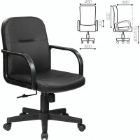 Кресло BRABIX "Top MG-333", с подлокотниками, кожзам, черное, 532553