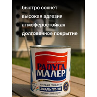 Краска быстросохнущая, атмосферостойкая Радугамалер ПФ-115 ГОСТ черная 0,9 кг 4650001272577