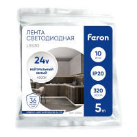 Светодиодная LED лента FERON LS530, COB 320SMD(2110)/м 10Вт/м 24V 5000x8x1.8мм 4000К 48264