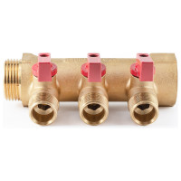 Коллектор с шаровыми кранами PROFACTOR в/н 1" х 3 вых 1/2"нар PF MV 265.3