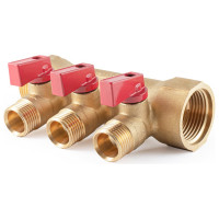 Коллектор с шаровыми кранами PROFACTOR в/н 1" х 3 вых 1/2"нар PF MV 265.3