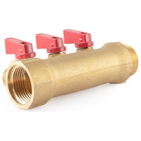 Коллектор с шаровыми кранами PROFACTOR в/н 1" х 3 вых 1/2"нар PF MV 265.3