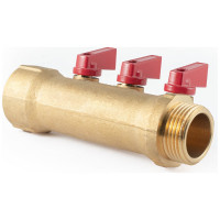 Коллектор с шаровыми кранами PROFACTOR в/н 1" х 3 вых 1/2"нар PF MV 265.3