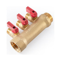 Коллектор с шаровыми кранами PROFACTOR в/н 1" х 3 вых 1/2"нар PF MV 265.3