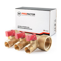 Коллектор с шаровыми кранами PROFACTOR в/н 1" х 3 вых 1/2"нар PF MV 265.3