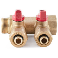 Коллектор с шаровыми кранами PROFACTOR в/н 3/4" х 2 вых 16 цанга PF MVP 266.2