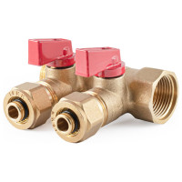 Коллектор с шаровыми кранами PROFACTOR в/н 3/4" х 2 вых 16 цанга PF MVP 266.2