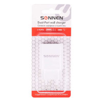 Быстрое зарядное устройство SONNEN сетевое 220В, USB QC 3.0 + Type-C PD 20 Вт, 3 А, белое, 455505