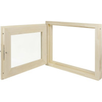 Форточка в парную Банная линия 40x50 см, липа, двойное стекло, ручка, затвор, петли в комплекте 12-987