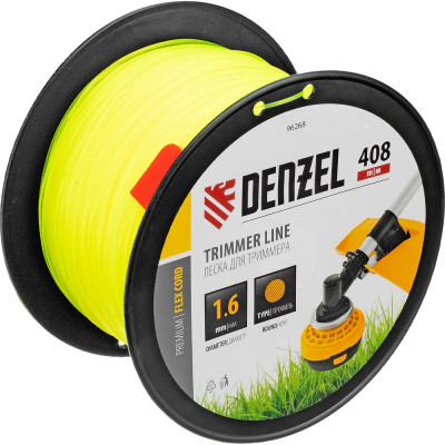 Леска FLEX CORD круглая 1.6 мм, 408 м, на DIN катушке для триммера Denzel 96268