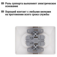 Двойная розетка TDM ELECTRIC 2П с защитными шторками 10А 250В белая "Ильмень" SQ1823-0015