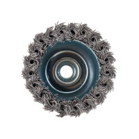 Щетка чашечная усиленная для УШМ (жгутированная стальная проволока 0,5 мм, 80 мм) MIRAX 35144-080