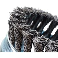 Щетка чашечная усиленная для УШМ (жгутированная стальная проволока 0,5 мм, 80 мм) MIRAX 35144-080