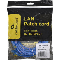 Патч-корд Cablexpert UTP кат.5e, 5м, литой, многожильный синий PP12-5M/B