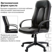 Компьютерное офисное кресло руководителя BRABIX Strike EX-525, с подлокотниками, эко кожа 531382
