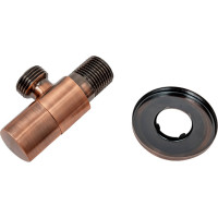 Угловой кран Terma 1/2 н/н, керамический затвор, ручка треугольная, Red bronze 26225