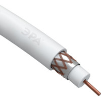 Коаксиальный кабель ЭРА RG6U, 75 Ом, Cu/, PVC, цвет белый Б0044603
