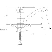 Смеситель для умывальника/кухни RUSH Fiji с поворотным изливом, хром FI1835-26