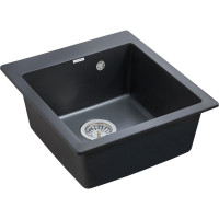 Гранитная мойка Paulmark KANTE 45 черный металлик 460х510 мм PM104651-BLM