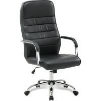 Кресло руководителя компьютерное рабочее офисное/для дома BRABIX Stark Ex-547, экокожа, хром, черное 531948