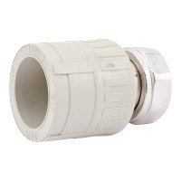 Муфта RTP с накидной гайкой на металлическом штуцере, внутренняя резьба, D32х1 мм, серая 15827