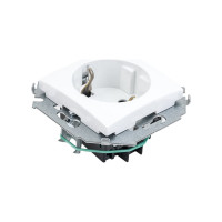 Розетка Simon 2P+E Schuko, со шторками, 16А, 250В, винтовой зажим, белый 20 1591443-030