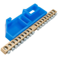 Шина EKF "0" N, 18 отверстий, латунь, синий изолятор на DIN-рейку, PROxima sn0-63-18-d