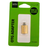 Адаптер USB на micro USB Perfeo с OTG, 3.0 золотой 30014898