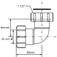 Отвод McAlpine на 90 градусов, компрессионный, 1 1/2 вн, Ду=40 мм., белый 40FS