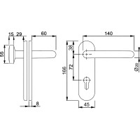 Гарнитур кноб/нажимная ручка DOORLOCK DL 038KP/F/KNOB левая PZ72 U-form Rt нерж. сталь, на короткой накладке 73311