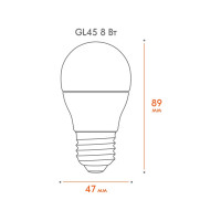Светодиодная лампа Wolta LED 8Вт, 3000K Теплый свет, цоколь Е27 30Y45GL8E27