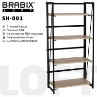 Стеллаж на металлокаркасе BRABIX LOFT SH-001 600х300х1250 мм, складной, цвет дуб натуральный 641230