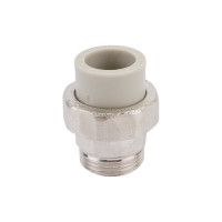 Муфта комбинированная RTP разъемная, американка, наружная резьба, D20х3/4 мм, серая 15807