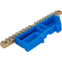 Шина EKF "0" N, 18 отверстий, латунь, синий изолятор на DIN-рейку, PROxima sn0-63-18-d