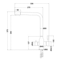 Смеситель для кухни MELANA Stello нерж.сталь, с переключателем на фильтр, однорычажный, сатин 610304