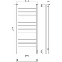 Полотенцесушитель электрический Аврора П12 500x1250 (quick touch) Terminus 4670078544377