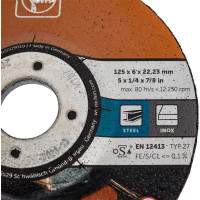 Диск абразивный зачистной 125х22.2х6 мм, 10 шт Fein 63703005010