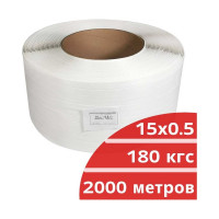 Лента стреппинг ПП КОРДЛЕНД 15x0,5x2 км, 180 кгс, белый М/ПА PP-00733