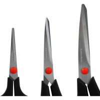 Ножницы BRAUBERG  НАБОР 3 шт. (140, 190, 230 мм), черно-красные ручки, ВЫГОДНАЯ УПАКОВКА, 238168