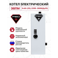 Электрический котел FED ЭВПМ-6 кВт (25) 220-380В (Ду25) 2036269 ЭПВМ6