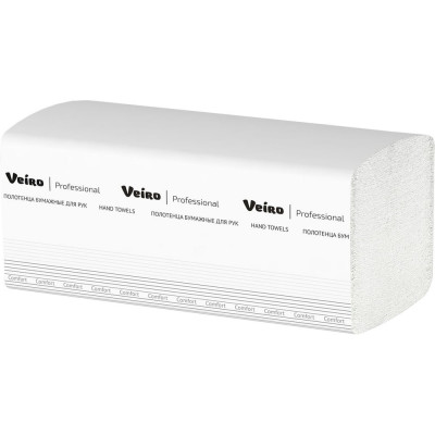Полотенца бумажные VEIRO PROFESSIONAL Comfort 200 шт, 2-х слойные, белые 21x216 V KV205 129535 22474