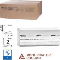 Полотенца бумажные VEIRO PROFESSIONAL Comfort 200 шт, 2-х слойные, белые 21x216 V KV205 129535 22474
