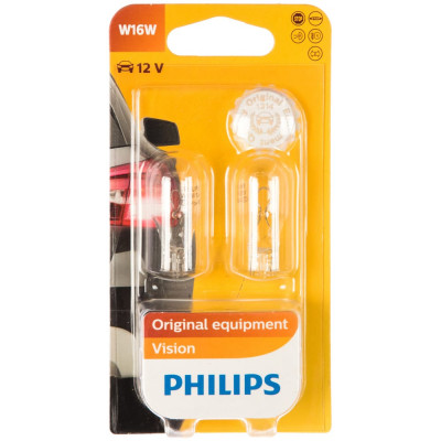 PHILIPS Автолампа W16W W2.1 9.5d , 2шт 12V ,1,10 12067B2