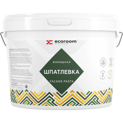 ECOROOM Шпатлевка фасадная Fasade pasta , белый, 16кг, Е-Шп-22/16