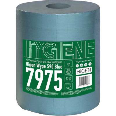 Higen S90 универсальные безворсовые салфетки в рулоне, синие, 72 gsm, 30x38см, 55/45, 500лст/рул 7975