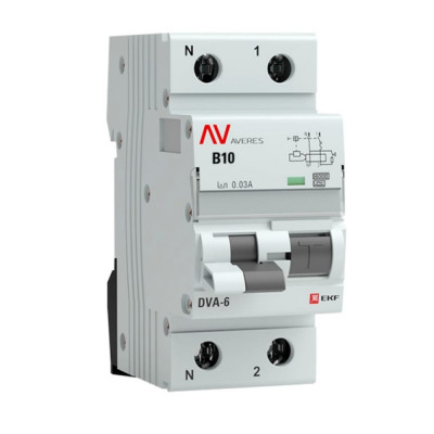 Дифференциальный автомат EKF AVERES DVA-6 rcbo6-1pn-10B-30-a-av