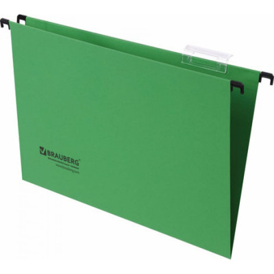 BRAUBERG Подвесные папки А4/Foolscap 406x245 мм, до 80 листов, КОМПЛЕКТ 10 шт., зеленые,