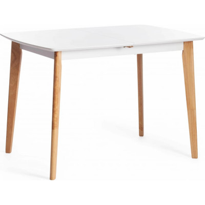 Tetchair Стол обеденный раскладной Claire дерево гевея, МДФ, 110+30x75x75см, White (Белый) / Natural 15111